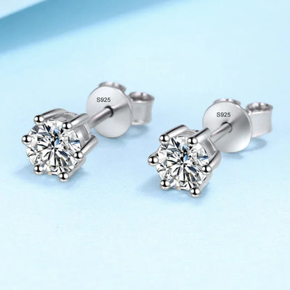 0.5ct 1ct 2ct Moissanite Stud Earrings for Women 925 Sterling Silver Green Pink Black Blue Grey Sparkling Studs Earring