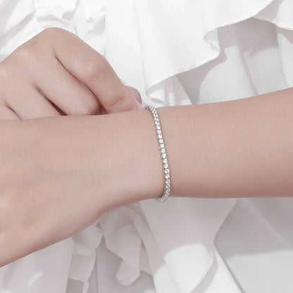 2mm Moissanite Tennis Bracelet 925 Sterling Silver Plated White Gold Bracelet for Women Man Sparkling Party Jewelry