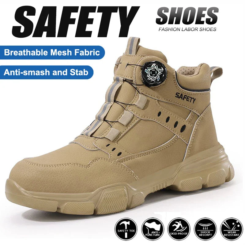 Men's Safety Shoes Men's Work Shoes Breathable Slip Resistant Steel Toe Anti-Puncture Shoes Man Fashion Men Sport Shoes