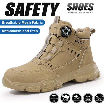 Men's Safety Shoes Men's Work Shoes Breathable Slip Resistant Steel Toe Anti-Puncture Shoes Man Fashion Men Sport Shoes