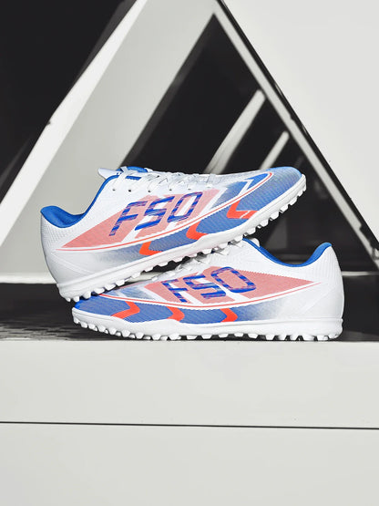 Breathable TF Soccer Shoes Men Women Kids PU+Fabric Non-Slip Wear-Resistant Rubber Sole Training Shoes