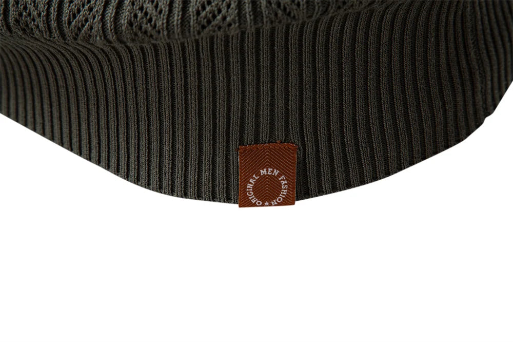 Zip Placket Polo Shirt Men Premium Solid Color Slim Fit Long Sleeve Textured Fabric Business Casual Autumn Winter