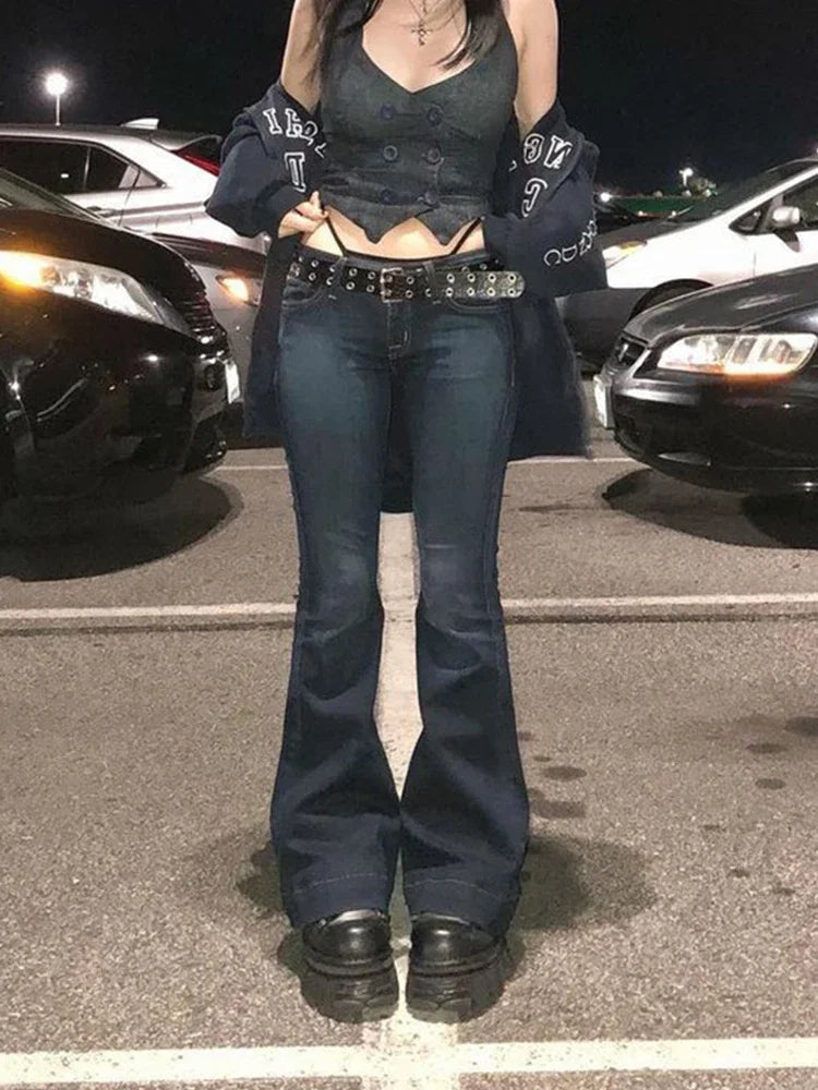Y2K High Street Low Rise Jeans Blue Women Pants