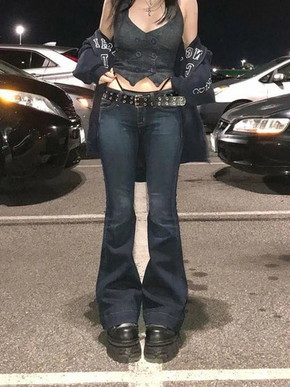 Y2K High Street Low Rise Jeans Blue Women Pants
