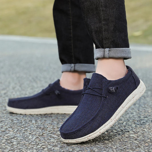 Men Casual Canvas Shoes Mens Loafers Breathable Slip on Flats Male Vulcanized Shoes Driving Shoes Plus Size 47 Walking Sneakers
