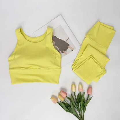 2 Piece Yoga Clothes Women's Gym Yoga Set Strap Cross Back Push Up Sport Bra High Waist Yoga Leggings Sportwear Workout Wear