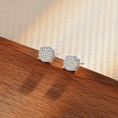 D VVS1 Round Full Moissanite Earrings for Women Men 925 Sterling Silver 18k Gold Shiny Hiphop Studs Party Gift Jewelry
