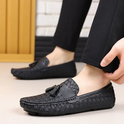 White Loafers Men Handmade PU Leather Loafers Shoes Slip on Casual Driving Flats Comfortable Moccasins Size 48 Men Shoes