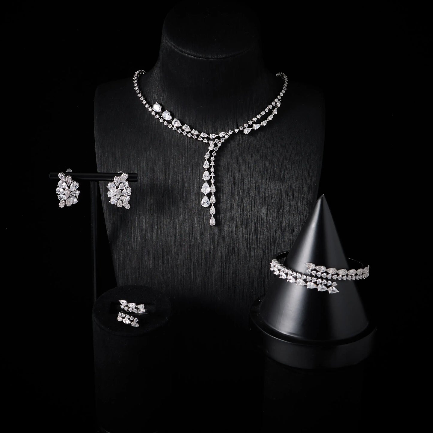 Luxury Color Fancy Yellow Cubic Zirconia High Quality Pink Jewelry Set Women Elegant Sets Necklaces Trend 00086