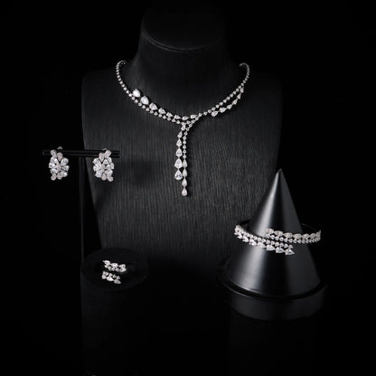 Luxury Color Fancy Yellow Cubic Zirconia High Quality Pink Jewelry Set Women Elegant Sets Necklaces Trend 00086