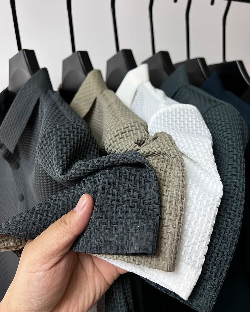 Upto EUR Sizes Tall Man Brand Top-Quality Men's Golf Shirt Lop-up Hollow Short-sleeved Polo Shirt SummerIce Silk Breathable Tee