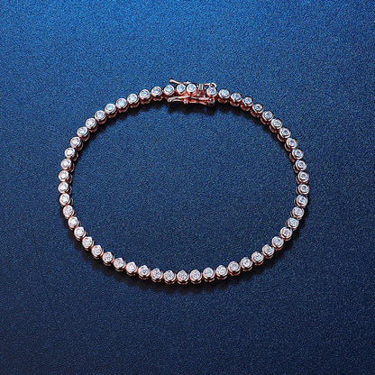 18k Plated 2mm Bubbles Moissanite Tennis Bracelet for Women Luxury Bangles 100% Sterling Silver 925 Full Diamonds Chain