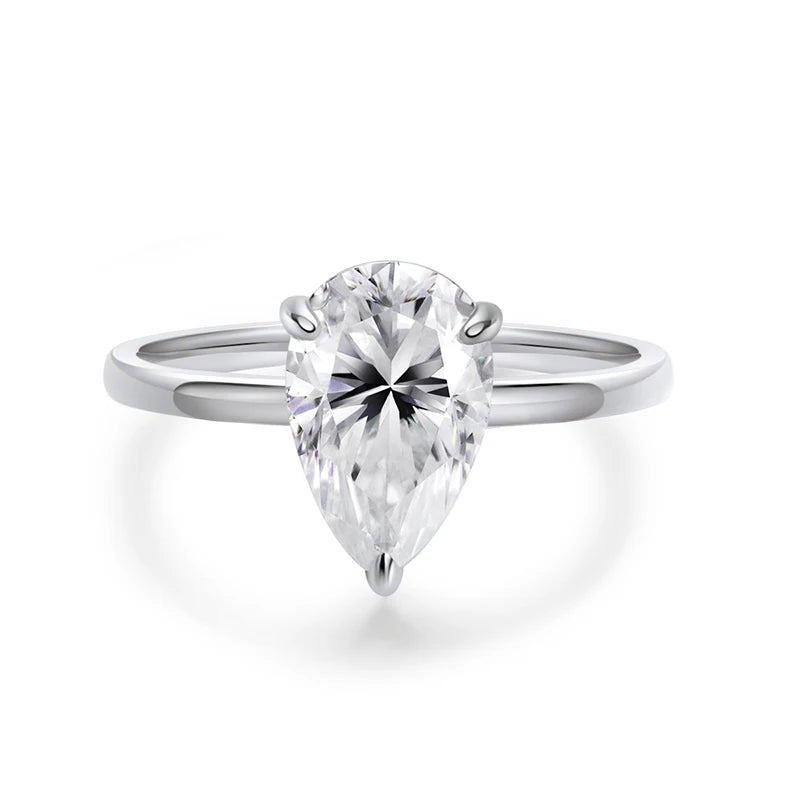 1-4CT Pear Cut Moissanite Solitaire Ring for Women Wedding Lab Diamond Band 100% 925 Sterling Silver Jewelry Wholesale