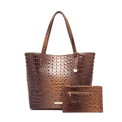 Leather Fashion Two Piece Crocodile Pattern Single Shoulder Tote Bag