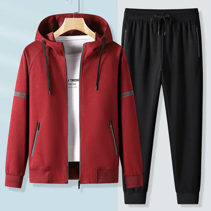 Men Running Sports Tracksuits Hoodies Zipper Outwear Sportwear+Sweatpants Sets Male Workout Sports Outfit Autumn Spring Sets men
