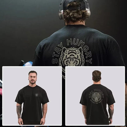 Fitness Men's Cotton T-Shirt Muscle Running Short Sleeve Crew Neck Summer Collection Sweatshirt for Men Oversized