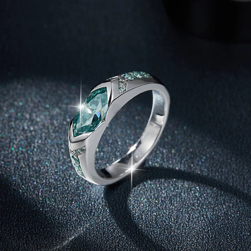 5x10mm Marquise Cut Mossanite Rings for Women Man 925 Sterling Sliver with Gold Plated Jewelry Ladies Band Women's Ring