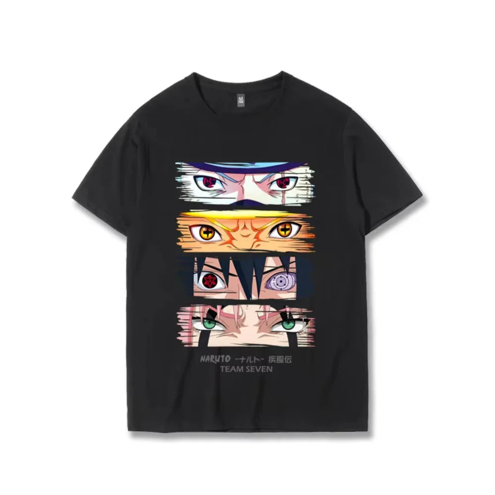 Anime Uzumaki Uchiha Sasuke Haruno Sakura Men's and Women's Summer Printed T-shirts Short Sleeved Cotton Top Base T-Shirt
