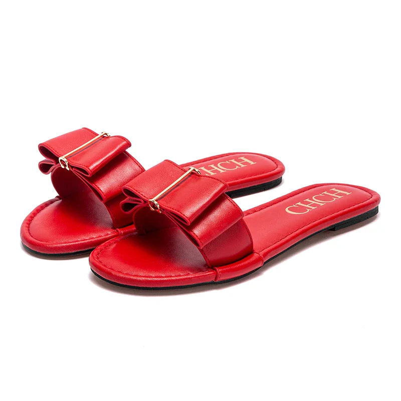 Women's Flat Shoes New Summer Bow Casual Slippers Black Commuting Women's Shoes