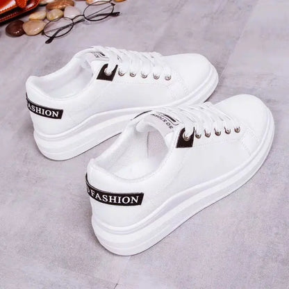 Childs Breathable Leather Panel Shoes Women Solid Color Versatile Kid Shoes Girls Autumn White Shoes Low Top Sports Casual Shoes