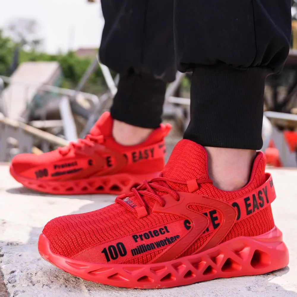 Work Safety Shoes For Men Lightweight Protective Work Sneakers Lightweight Men Shoes Breathable Shoes Anti-Puncture Work Shoe