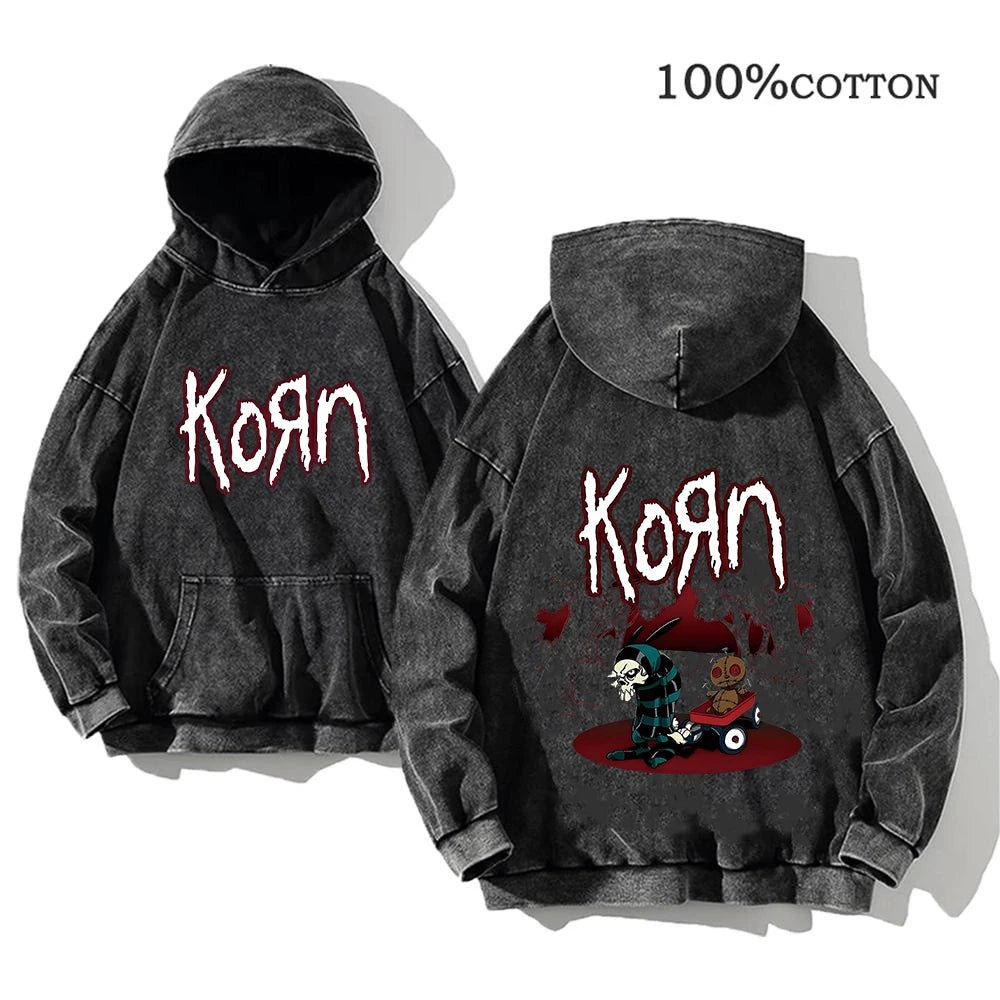 World Tour Hoodies Vintage Washed Men's Sweatshirts Cotton Hip Hop Streetwear Hooded Pullover Loose Y2K Tops