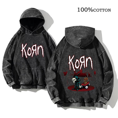 World Tour Hoodies Vintage Washed Men's Sweatshirts Cotton Hip Hop Streetwear Hooded Pullover Loose Y2K Tops