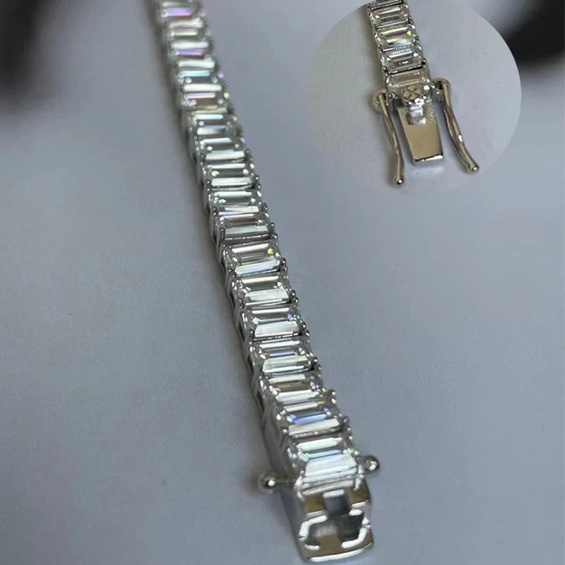 5*7mm 1ct Emerald Cut Moissanite Bracelets For Women Man S925 Silver Lab Diamond Bracelet Wedding Party Fine Jewelry
