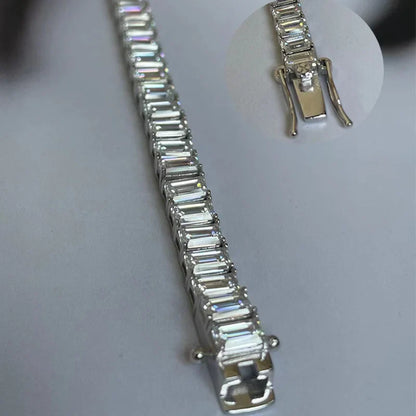 5*7mm 1ct Emerald Cut Moissanite Bracelets For Women Man S925 Silver Lab Diamond Bracelet Wedding Party Fine Jewelry