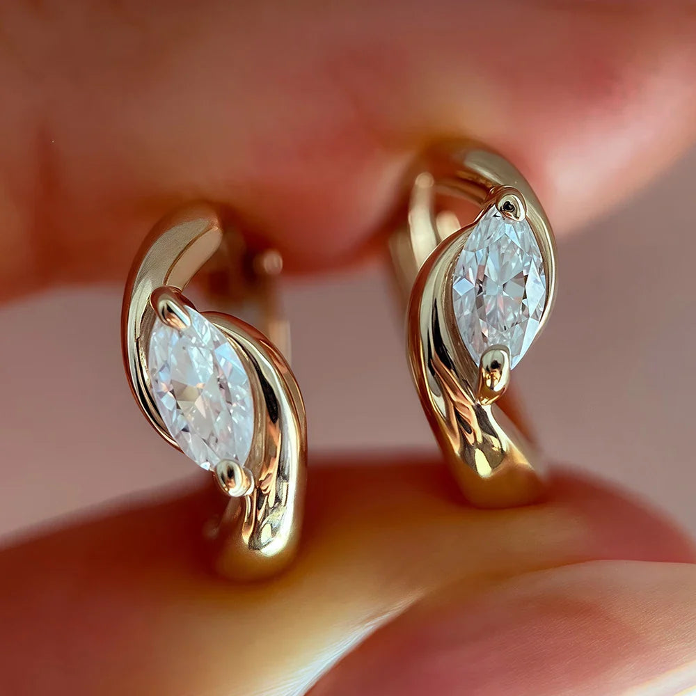 0.4 Carat Marquise Cut Moissanite Diamond Huggies Hoop Earrings with Certificates 925 Sterling Silver Drop Earring for Women Men