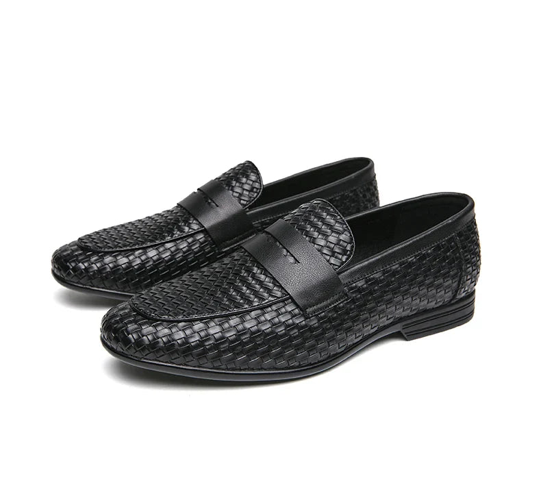 European station fashion brand luxury bean shoes leather men's shoes slip-on loafers classic plaid small leather shoes