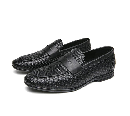 European station fashion brand luxury bean shoes leather men's shoes slip-on loafers classic plaid small leather shoes
