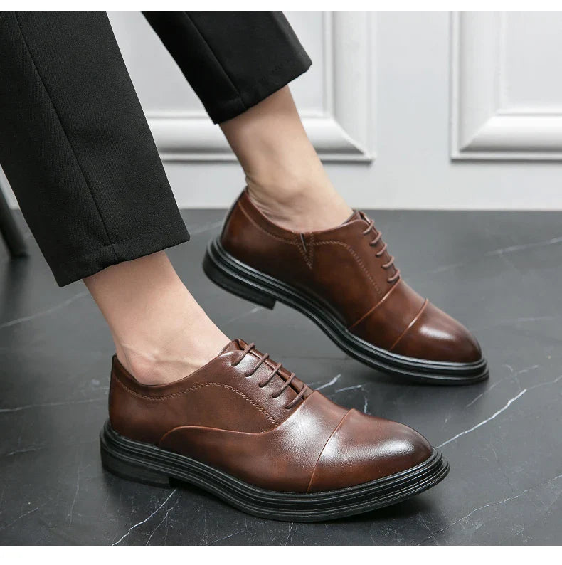 Men Genuine Leather Shoes Fashion Men Comfortable Daily Business Casual Formal Lace-up Men Dress Footwear Shoes Chaussure Homme