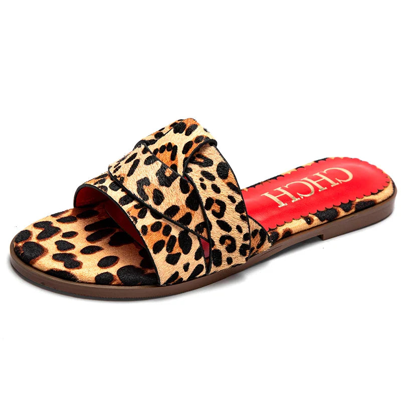 Women's Slippers Luxury brand PU Material Outdoor Flat Bottom Beach Tourism Summer Women's Slippers  2024 summer