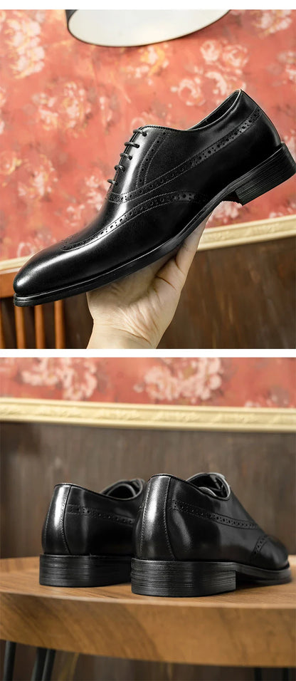 Men Casual Dress Shoes Patchwork Oxford Genuine Leather Formal Shoes for Male Party Dinner British Footwear