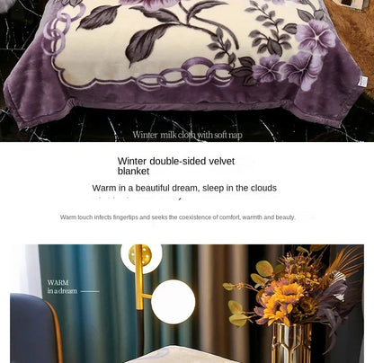 Double layers Raschel Mink Blankets Spring Winter Soft Warm Faux Fur Throw Blankets Heavy Fluffy Weighted Blankets