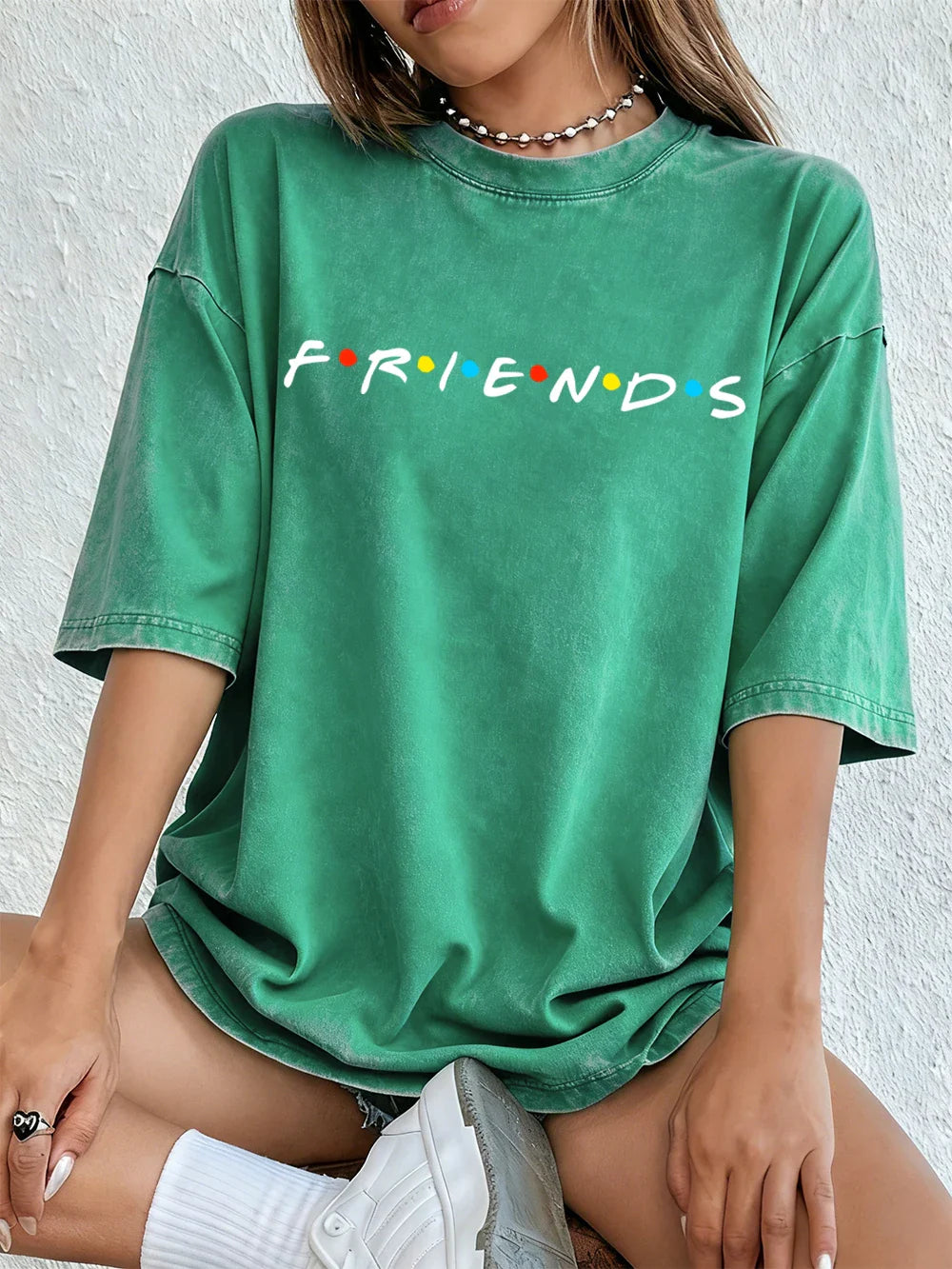 Movie Friends Print Washed T-Shirts Women Cotton Oversize T Shirt Summer Soft Short Sleeve Tops Street O-Neck Clothes