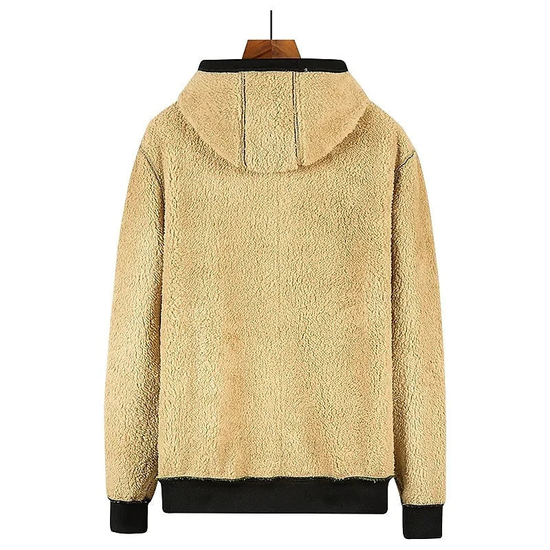 Men's Heavyweight Sherpa Fleece Lined Jackets Coats Windproof Zip Up Hoodie Winter Warm Hooded Sweatshirt Outerwear Outfits Tops