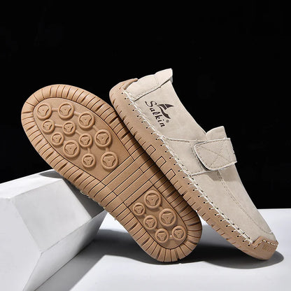 Handmade Men's Slip On Loafers Soft Leather Shoes Lightweight Breathable Driving Shoes Non Slip Daily Casual Outdoor Sneakers