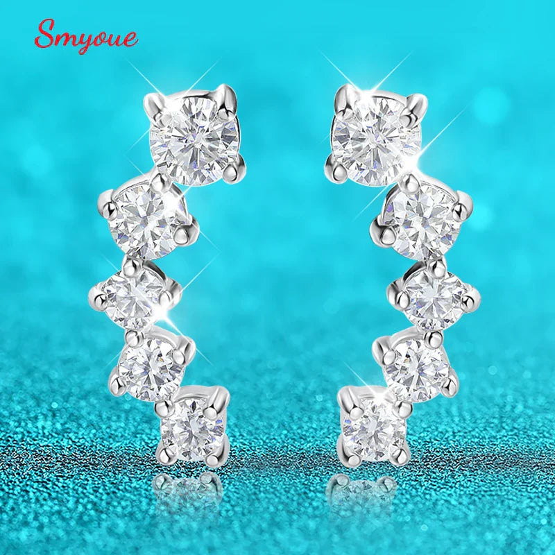 1.16cttw Gradient Gem Full Moissanite Stud Earrings for Women Sparkling Party Jewelry Earrings 925 Sterling Silver 100%