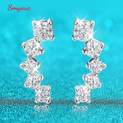 1.16cttw Gradient Gem Full Moissanite Stud Earrings for Women Sparkling Party Jewelry Earrings 925 Sterling Silver 100%