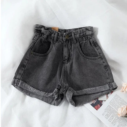 Summer High Waist Denim Shorts Women Casual Loose Ladies Fashion Plus Size Elastic Waist Wide Leg Short Jeans Female