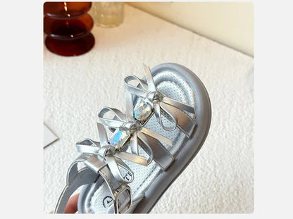 Girl Sandals Summer New Kids Fashion Hollow-out Causal Shoes Princess Versatile Sweet Bowknot Children Open-toe Beach Sandals