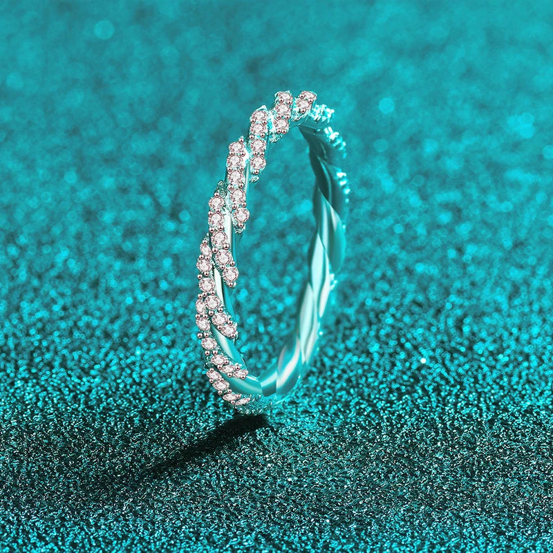 Full D Color Moissanite Wedding Band Ring 925 Sterling Silver Sparkling Eternity Band Engagement Bride Rings For Women