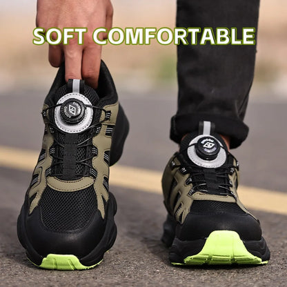 Men's Lightweight Steel Toe Caps Safety Shoes Anti Smashing Anti Piercing Work Shoes Fly Woven Labor Protection Footwear