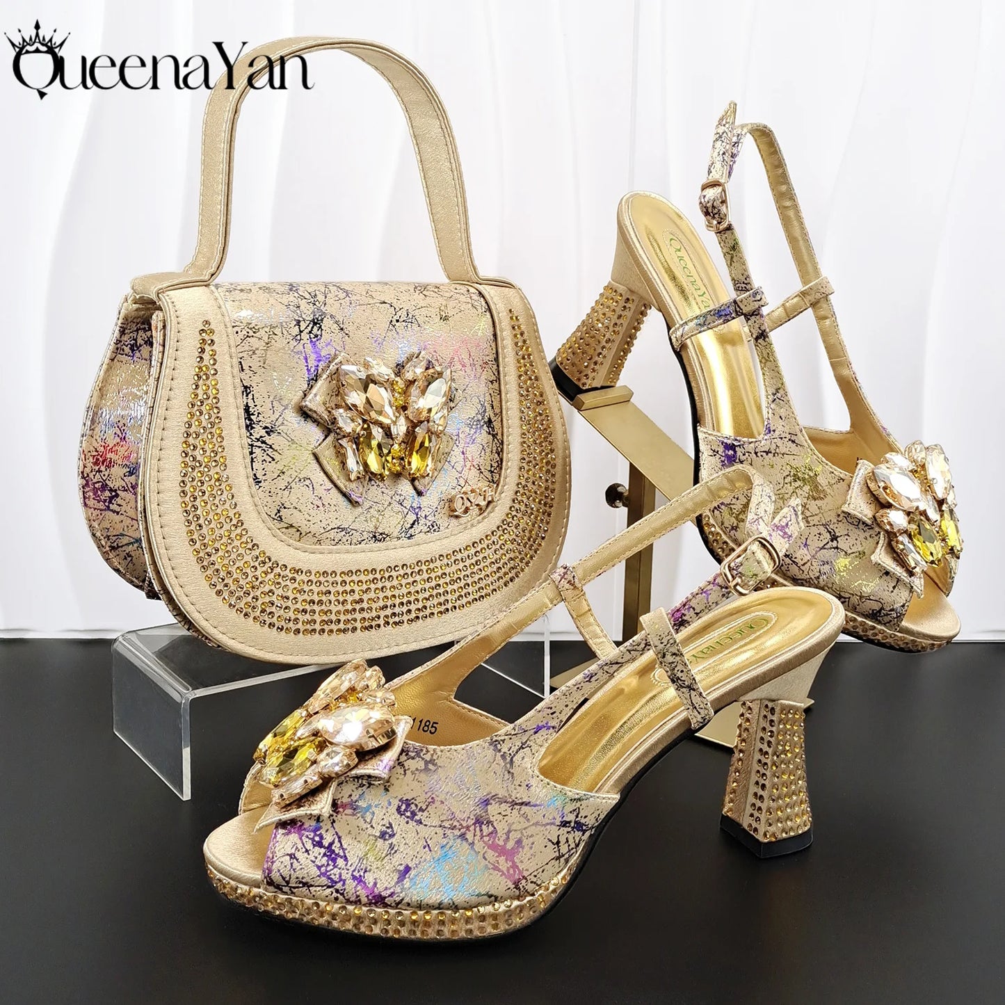 Essential for Banquets  High Quality Designer Luxury Shoes and Bag  Exquisite HandBag with Peep Toe Shoes Sexy High-Heeled