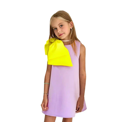 2024 New Girls party dress Bow Princess EidalFitr New In Dress Sleeveless Holiday Children Clothing  Party Costume Girls Clothes