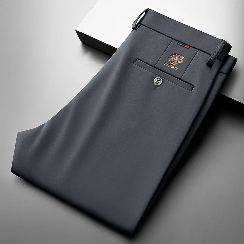 Men's Slim Fit Stretch Dress Pants,Non-Iron Business Trousers,Comfortable Straight Leg Slacks for Office & Daily Wear