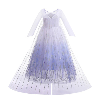 2PCS LED Light Up Snow Queen Costume for Kids Girl Elsa Birthday Party Luxury Princess Cosplay Children Carnival Clothing Outfit