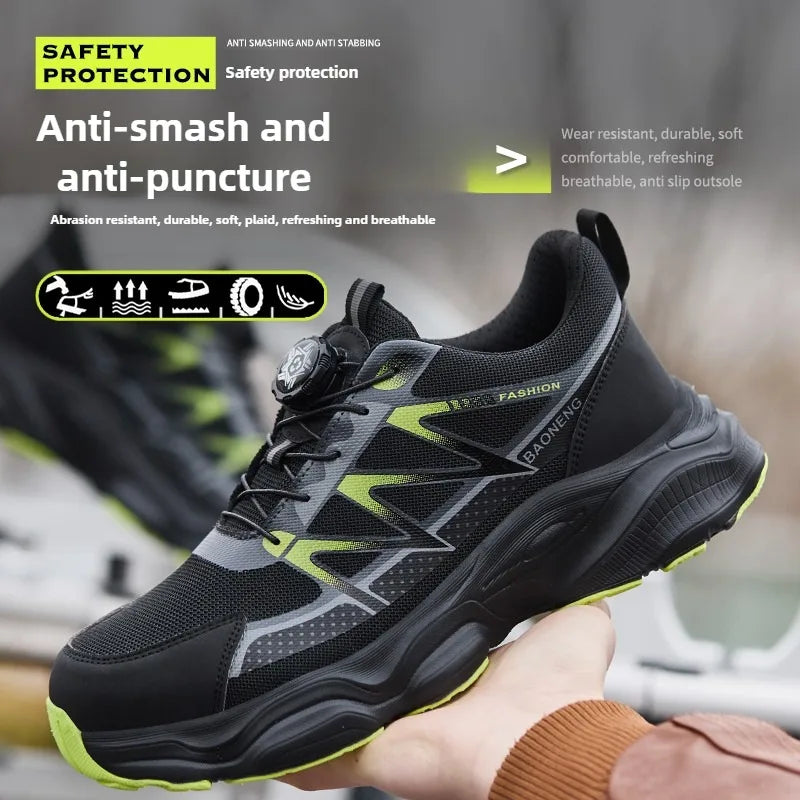 Anti Puncture Safety Shoes Steel Toe Anti Smash Lightweight Durable Slip Resistant Work Boots for Men Construction Industrial